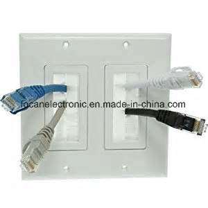 Double Gang White Brush Wall Plate for Cable Management
