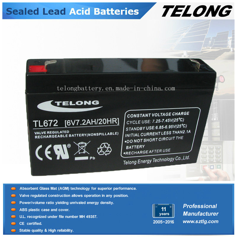 6V 7.2ah Lead Acid Battery UPS Solar Power Battery