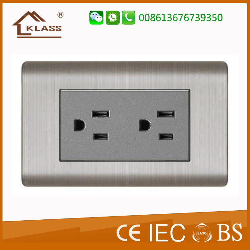 Brushed Stainless Steel Double Electrical 6 Pin Light Socket