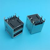 PBT Black plastic multi-ports 8p dual usb connector