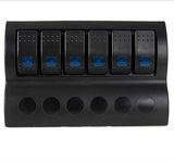 Boat 6 Gang Rocker Circuit Breaker Switch Panel with LED Indicator