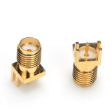 Female Jack Straight RF SMA Connector for PCB Edge Mount Total Length 13.5mm