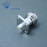 RF Coaxial Female Jack 17.5mm Sq Flange N Connector with Stub Terminal Extended 5mm Insulator and 3mm Pin