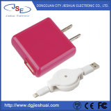 5V 3A USB AC Wall Charger with Retractable Lightning Cable for Apple Devices