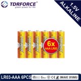 1.5volt Primary Dry Alkaline Battery with Ce/ISO 6PCS/Pack 5 Years Shelf Life (LR03/AM-4/AAA)