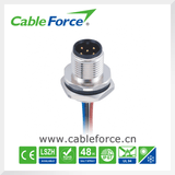 M12 5pin Male Terminal Connector Panel Rear Mounting Connector with Wires