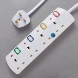 4 Way UK British Electrical Switched Power Extension Socket