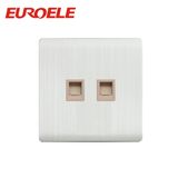 Long Life White 2 Gang Tel and Data Socket