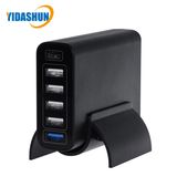 60W 6-Port USB Travel Charger with Quick Charge 3.0 Port and USB Type-C Pd Wall Fast Charging Station
