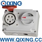 IP44 16A 5p Socket with Switches and Mechanical Omterlock (QX7276)