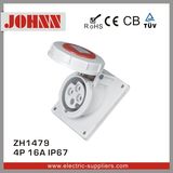 IP67 4p 16A Slopping Panel Mounted Socket for Industrial