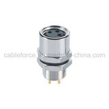 M8 3pin Female Panel Mount Connector for Sensor and Actuators with PCB Contacts