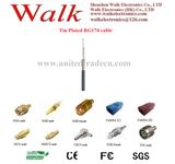 50 Ohm High Quality Rg174 Cable for SMA, Fme, Fakra Connectors, Tin Plated Rg174 Coaxial Cable, 80 Wires Braid Rg174 Cable
