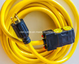 30A 125V Generator Power Cord up to 3750 Watts (L5-30P to three 5-15R) Yellow