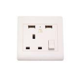 3 Pin British electric Socket, UK Wall Electric USB Socket Outlet