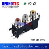 Right Angle 3 Hole RCA Socket