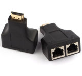 Black HDMI to Dual Port RJ45 Network Cable Extender Adapter Over by Cat 5e / 6 1080P for HD-DVD PS3 STB etc