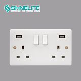 2 Gang Switched Socket with 3400mA USB Socket