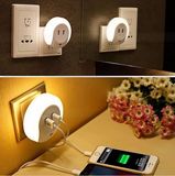 Dual USB Charger Socket LED Night Light Small Sensor Light