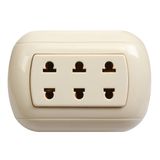 Ivory 3 Pole 2 Wire 2 Pin 15A-125/250V Electric Surface Receptacle Socket