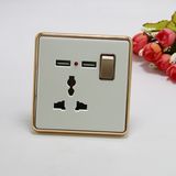 UK One Gang Switched 3pin Mf Socket with USB W/N
