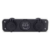 Waterproof Dual USB 5V 3.1A Charger + Voltmeter + 12V Outlet Socket Panel