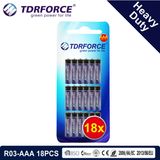 1.5V Heavy Duty Dry Battery with BSCI for Flashlight (R03-AAA 18PCS)