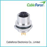 M12 5pin B-Code Panel Connector Rear Fastened Socket IP67 Waterproof Connector with PCB Contacts