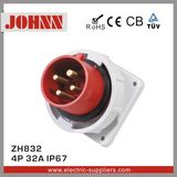 IP67 4p 32A Panel Mounted Industrial Plug