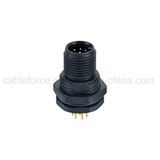 M12 8pin Male PCB Contacts Panel Mount Connector with Plastic Screw for Factory Automation