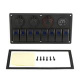 Waterproof 8 Gang 12-24V Rocker Switch Panel Voltmeter Control System for Car Marine Boat