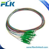 12 Color Coded Fiber Optical Pigtail with Sc/APC Connector