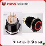 CE RoHS (19mm) Ring-Illumination Momentary Latching Industrial Pushbutton Switch
