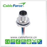 M12 4pin Male Circular Connector Panel Mount Connector Rear Fastened Waterproof Wire Connector
