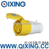 IP44 Ordinary Type 16A 110V Single Phase 3 Pins Yellow Industrial Connector (QX213Z-4)
