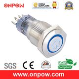 Onpow 16mm Illuminated Push Button Switch with Power Sign (LAS2GQF-11ET/R/12V/S, CE, CCC, RoHS)
