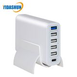 5V 12A 60W 6-Port USB Wall Charger with 2 Quick Charge 3.0 Ports Desktop Charging Station