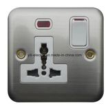 Stainless Steel 1 Gang Switch Multi-Purpose Socket with Lamp