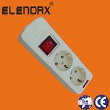 European Style 2 Way Extension Socket with Switch and Earth (E5002ES)