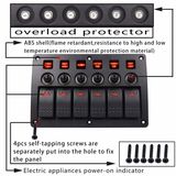 Waterproof Boat RV Switch Panel 6 Gang LED Rocker Switch with Circuit Breakers