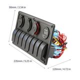 Waterproof 8 Gang Switch Panel with USB Charger Voltage Meter Cigarette Lighter 12V Power Outlet