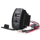 Rocker Style 2.1A USB Car Charger with 3.5mm Aux Port for Rocker Switch Panel