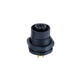 M12 PCB Connector 5pin Female Panel Front Mounting Connector with Plastic Screw