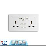 2 Way UK Mains Power Socket with USB Charging Ports