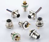 M12 3pin Male Connector Front Fastened Panel Mount Socket with PCB Contacts for Sensor and Actuator