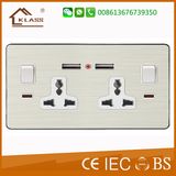 Metal Aluminum Mf 2*13A Socket with Dual USB Socket