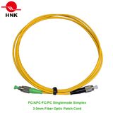 FC/APC-FC/PC Fiber Optic Patch Cable, Singlemode, Simplex, Yellow, 3.0mm, Custom Length