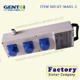 IP65 3 Hole Socket Plastic Distribution Box with 16A Circuit