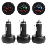 12V/24V 3 In1 Car Auto Digital LED Thermometer USB Charger Cigarette Voltmeter