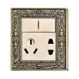 Brass Wall Power Switch Socket with Classic Patterns